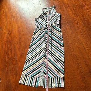 NWT Roz & Ali Chevron Maxi Dress With Keyhole.Striped, slimming, silky.See pics!